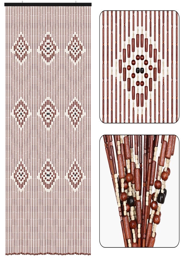 Boshen Bamboo Beaded Curtain Boho Bead Curtain 52 Strands 35.4x74.8inch Natural Wooden Door Bead Curtain Handmade for Doorway Hanging Door Beads Room Divider Home Decor - Image 1